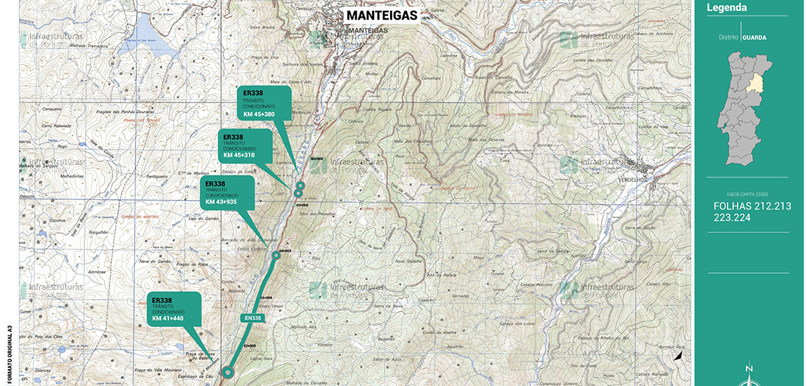 Colocação de proteção contra queda de blocos na ER338, em Manteigas