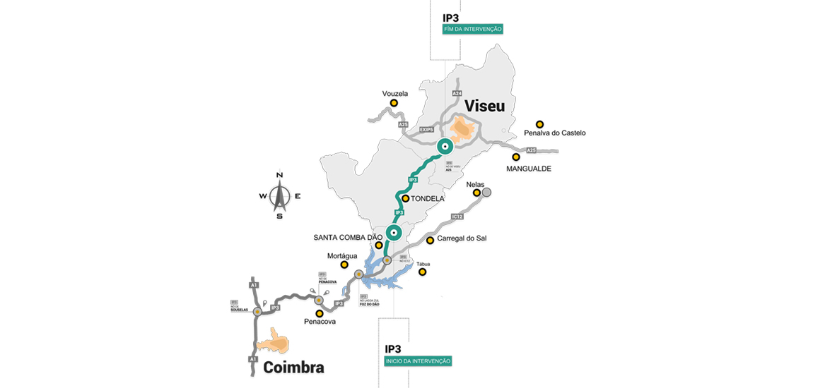 Infografia - Duplicação e Requalificação do IP3, entre Santa Comba Dão e Viseu.