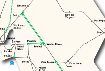 Mapa - Linha do Alentejo, Poceirão e Bombel