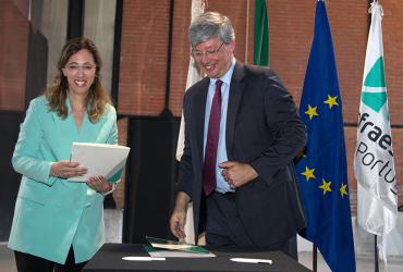 Cerimónia de assinatura do Auto de Consignação da obra de beneficiação das acessibilidades rodoviárias à Zona Industrial de Riachos 