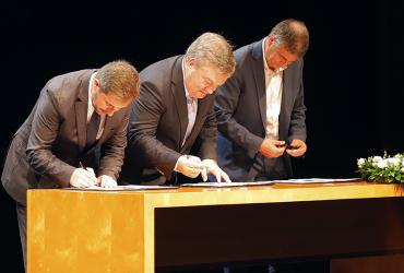 Fotografia da apresentação da futura Estação de Santo Ovídio