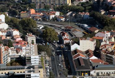 Imagem - Vista aérea Estação ferroviária de Alcântara-Terra 
