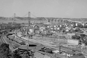 Imagem - Vista aérea Estação ferroviária de Alcântara-Terra em 1965