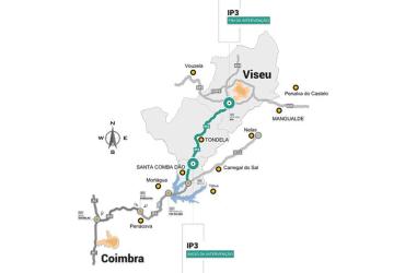 Imagem da infografia da Duplicação do IP3 entre Santa Comba Dão e Viseu